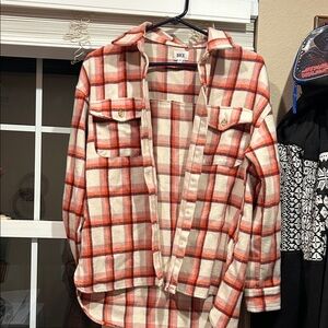 BKE Red and Cream Plaid Button Down Shirt